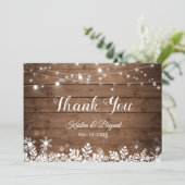 Rustisch land String Lights Winter Snowflakes Bedankkaart (Staand voorkant)
