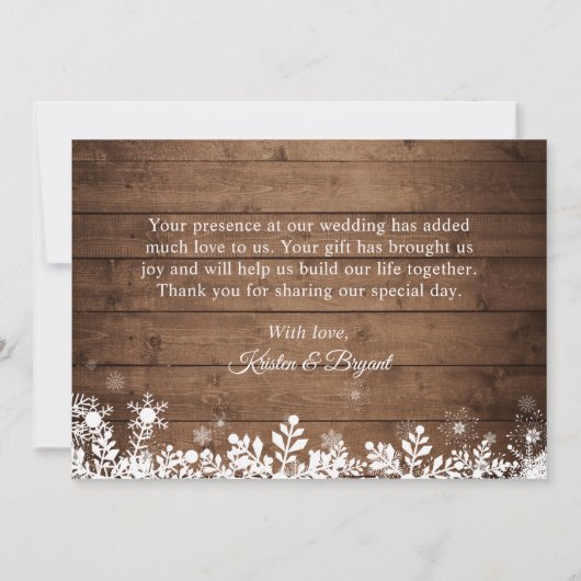 Rustisch land String Lights Winter Snowflakes Bedankkaart (Achterkant)