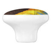 Rustisch Land Sunflower Blauwgroen Wood Keramische Knop (Zijkant)