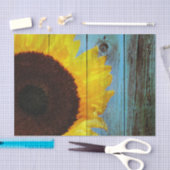 Rustisch Land Sunflower Blauwgroen Wood Tissuepapier (Craft)