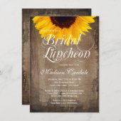 Rustisch Land Sunflower Bridal Luncheon Invite 2 Kaart (Voorkant / Achterkant)