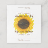 Rustisch land Sunflower Floral Wedding Plaatskaartje (Buitenkant ongevouwen)
