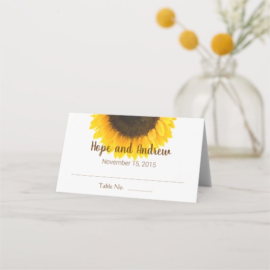 Rustisch land Sunflower Floral Wedding Plaatskaartje (Voorkant)