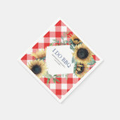 Rustisch Land Sunflower Red Gingham Barn Wedding Servet (Hoek)