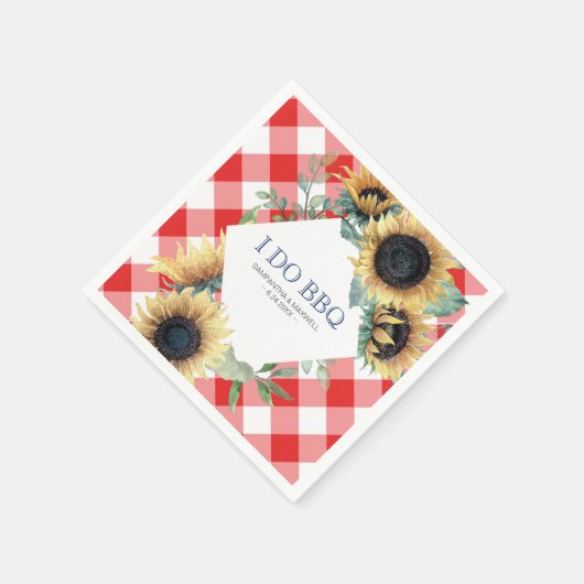 Rustisch Land Sunflower Red Gingham Barn Wedding Servet (Hoek)