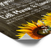 Rustisch Land Sunflower Unplugged Wedding Sign Poster (Hoek)