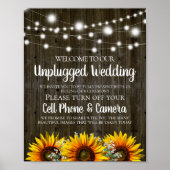 Rustisch Land Sunflower Unplugged Wedding Sign Poster (Voorkant)