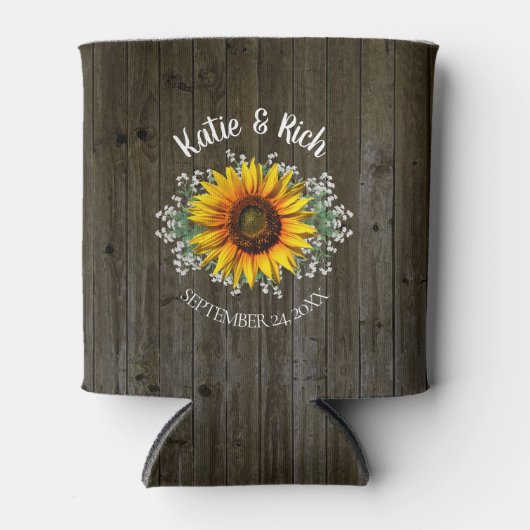 Rustisch land Sunflower Wedding Favor Blikjeskoeler (Voorkant)