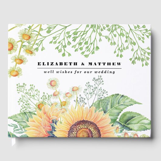 Rustisch land - Sunflower Wedding Guest Book Gastenboek (Voorkant)