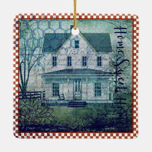 Rustisch Land Thuis Ephemera Keramisch Ornament (Achterkant)