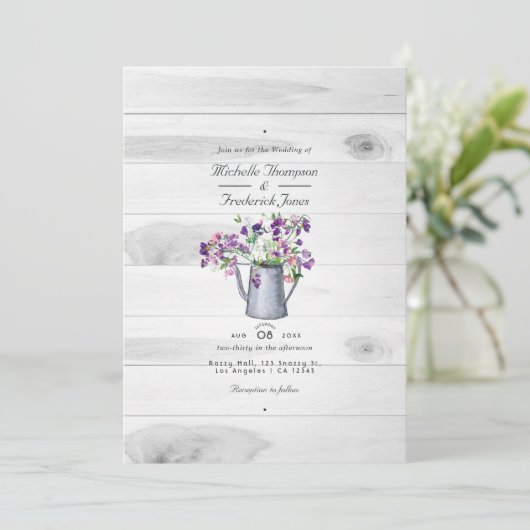 Rustisch land Tuinboer QR-code RSVP bruiloft Kaart (Staand voorkant)