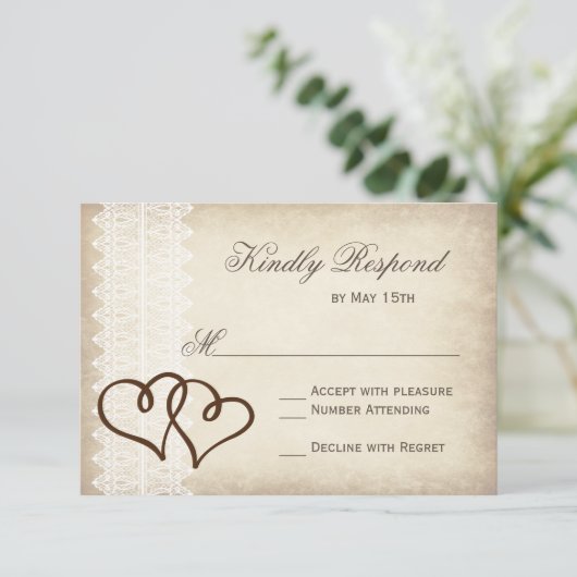 Rustisch land, tweekleurig bruiloft RSVP-kaarten RSVP Kaartje (Staand voorkant)