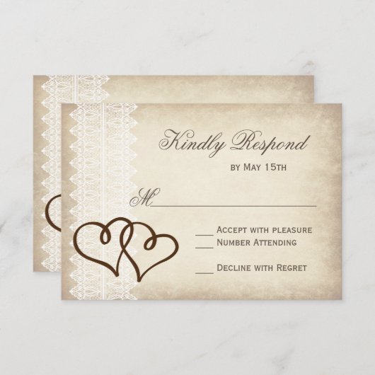 Rustisch land, tweekleurig bruiloft RSVP-kaarten RSVP Kaartje (Voorkant / Achterkant)
