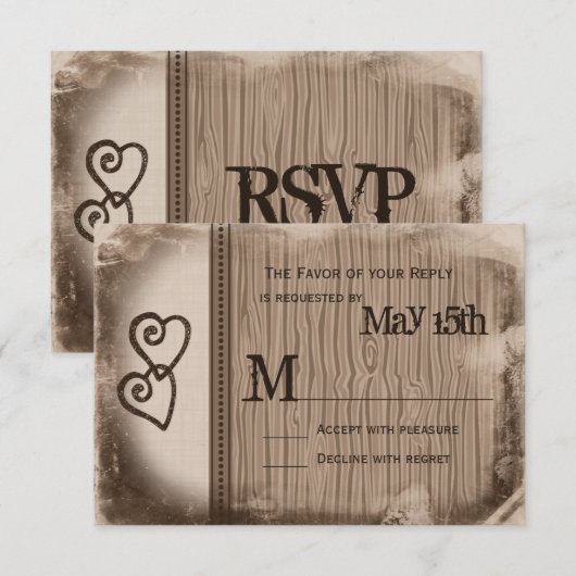 Rustisch land, tweekleurig bruiloft RSVP-kaarten RSVP Kaartje (Voorkant / Achterkant)