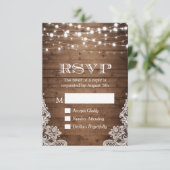Rustisch Land Twinkle Lace Barn Wood RSVP (Staand voorkant)