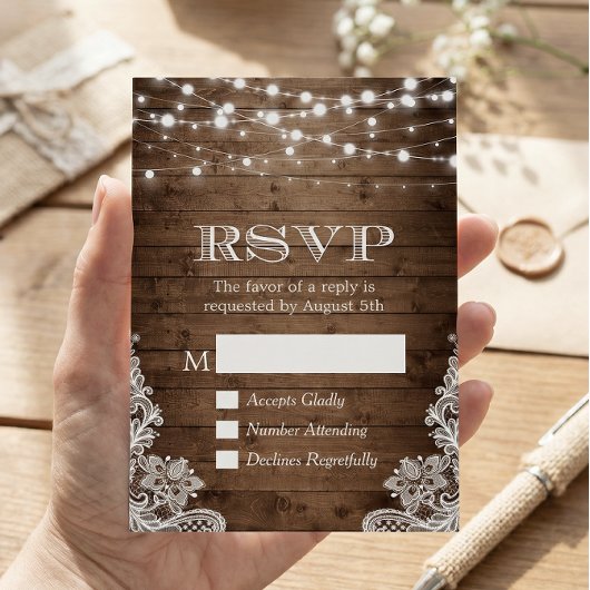 Rustisch Land Twinkle Lace Barn Wood RSVP