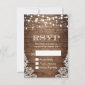 Rustisch Land Twinkle Lace Barn Wood RSVP Kaartje (Voorkant)
