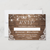 Rustisch Land Twinkle Lace Barn Wood RSVP Kaartje (Voorkant)