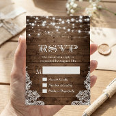Rustisch Land Twinkle Lace Barn Wood RSVP Kaartje