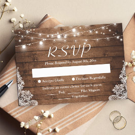 Rustisch Land Twinkle Lace Barn Wood RSVP Kaartje