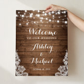 Rustisch land Twinkle Lights Lace Wedding Sign Poster
