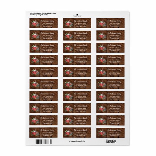 Rustisch land warme chocolade kerst etiket (Full Sheet)
