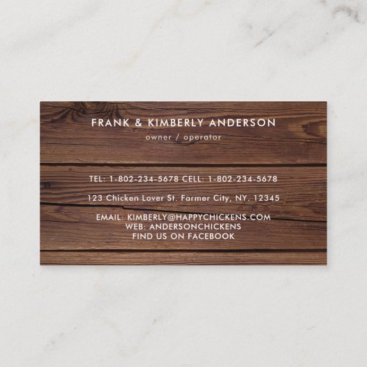 Rustisch land Waterverf Boerderij kippen, verse ei Visitekaartje (Achterkant)