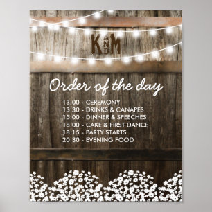 RUSTISCH LAND WEDDING ORDER VAN DE DAG POSTER