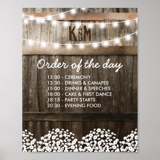 RUSTISCH LAND WEDDING ORDER VAN DE DAG POSTER (Voorkant)