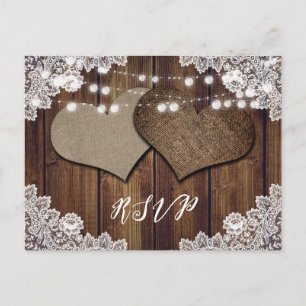 Rustisch Land Wedding RSVP Briefkaart Meal Choice