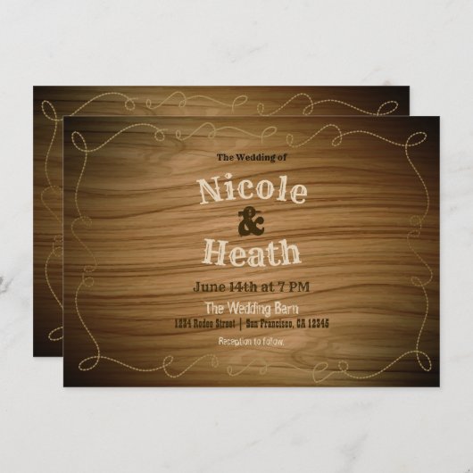 Rustisch Land Western Barn Wood Modern Wedding Kaart (Voorkant / Achterkant)