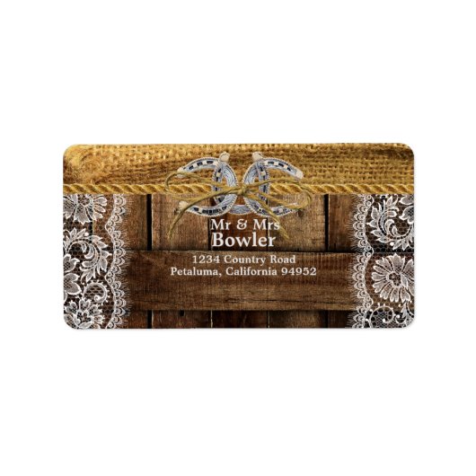 Rustisch Land Western bruiloft AdresLabel Etiket (Voorkant)