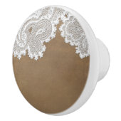 Rustisch Land Western Bruin & White Lace Elegant Keramische Knop (Rechts)