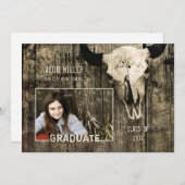 Rustisch Land Western Bull Koe Afstuderen schedel Aankondiging (Voorkant / Achterkant)