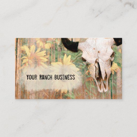 Rustisch Land Western Bull Skull Sunflower Hood Visitekaartje (Voorkant)