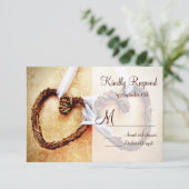 Rustisch land Western hart bruiloft RSVP-kaarten RSVP Kaartje (Staand voorkant)