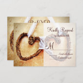 Rustisch land Western hart bruiloft RSVP-kaarten RSVP Kaartje (Voorkant / Achterkant)