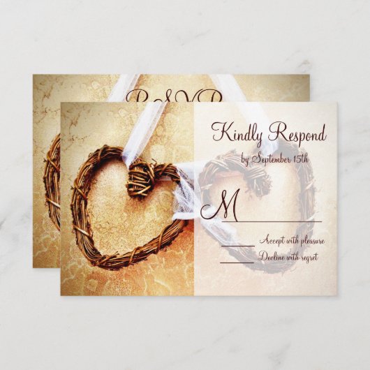 Rustisch land Western hart bruiloft RSVP-kaarten RSVP Kaartje (Voorkant / Achterkant)