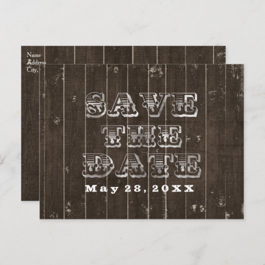 Rustisch land Western huwelijk BEWAAR DATUM Aankondigingskaart (Voorkant / Achterkant)
