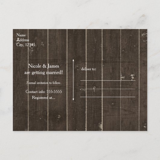 Rustisch land Western huwelijk BEWAAR DATUM Aankondigingskaart (Achterkant)