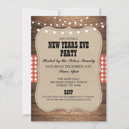 Rustisch land Western nieuwjaarsdag Eve nodigt uit Kaart (Voorkant)