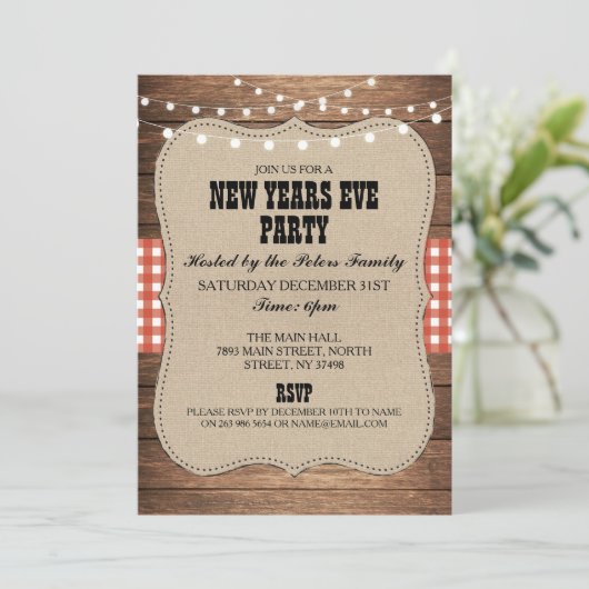 Rustisch land Western nieuwjaarsdag Eve nodigt uit Kaart (Staand voorkant)