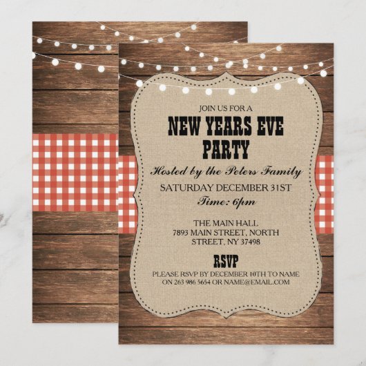 Rustisch land Western nieuwjaarsdag Eve nodigt uit Kaart (Voorkant / Achterkant)