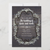 Rustisch land Westerne baby's, breath en hout Kaart (Voorkant)