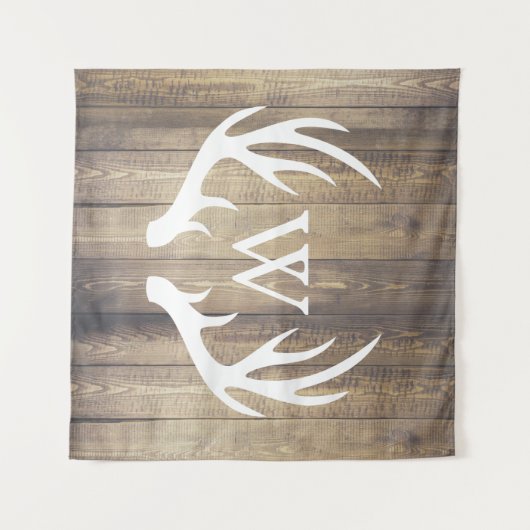 Rustisch Land White Deer Antlers Barn Wood Wandkleed (Voorkant (horizontaal))