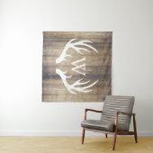 Rustisch Land White Deer Antlers Barn Wood Wandkleed (In Situ (horizontaal))