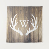 Rustisch Land White Deer Antlers Barn Wood Wandkleed (Voorkant)
