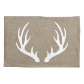 Rustisch Land White Deer Antlers Burlap Kussensloop (Achterkant)