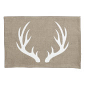 Rustisch Land White Deer Antlers Burlap Kussensloop (Voorkant)