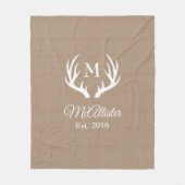 Rustisch Land White Deer Antlers | Gepersonaliseer Fleece Deken (Voorkant)